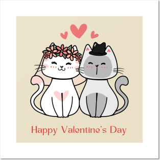 happy valentine' day cats Posters and Art